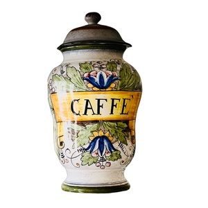 Artista Cafe Painted pottery cookie jar tea jar coffee jar made in Italy